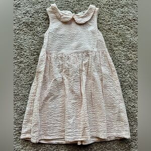 H&M Light Pink Sleeveless Seersucker Dress with Peter Pan Collar Girls Size 6
